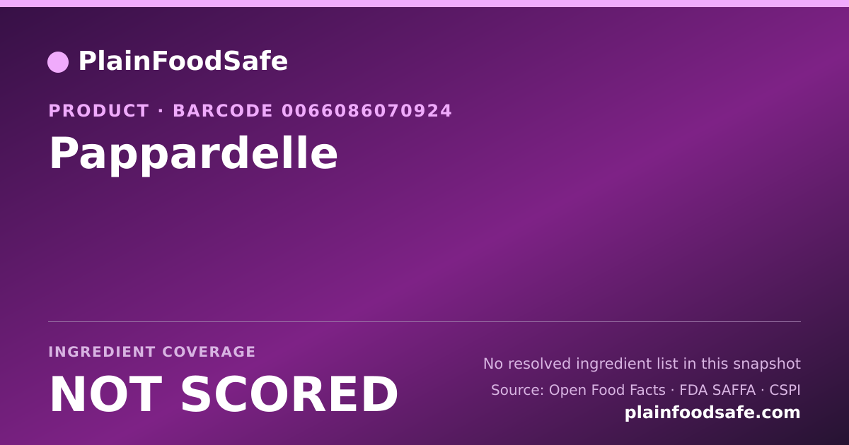 Share card for Pappardelle Food Ingredient Profile