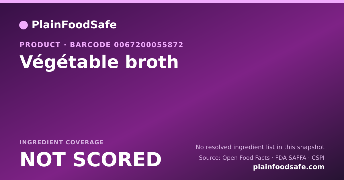Share card for Végétable broth Food Ingredient Profile