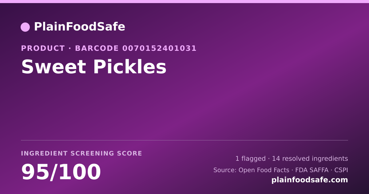 Share card for Sweet Pickles Food Ingredient Profile
