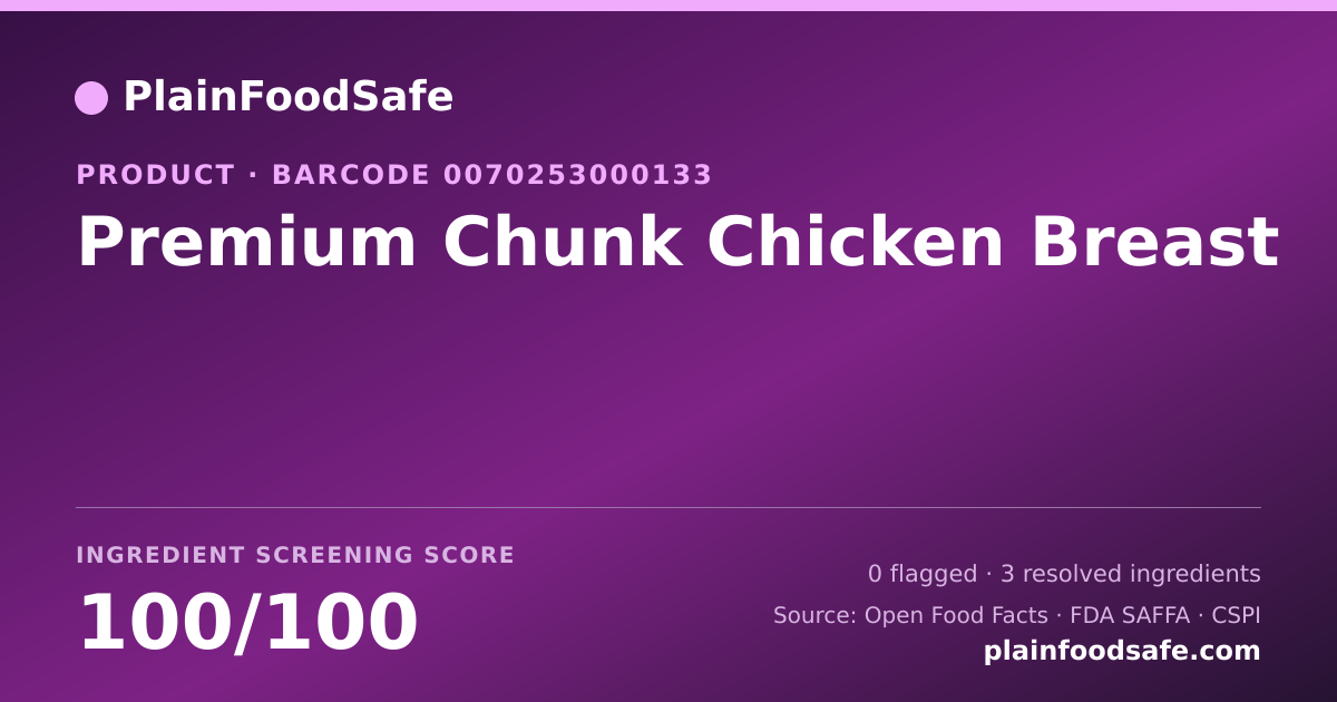 Share card for Premium Chunk Chicken Breast Food Ingredient Profile