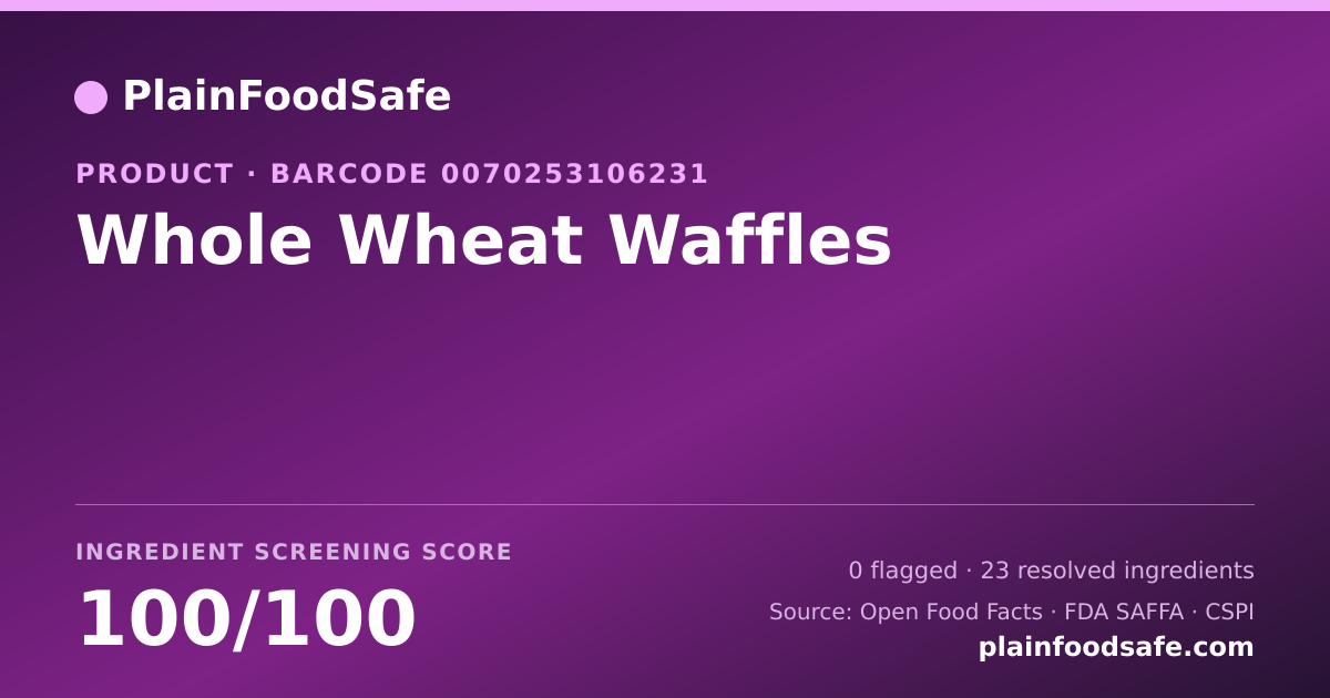Share card for Whole Wheat Waffles Food Ingredient Profile