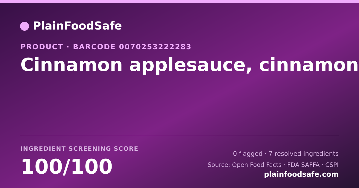 Share card for Cinnamon applesauce, cinnamon Food Ingredient Profile