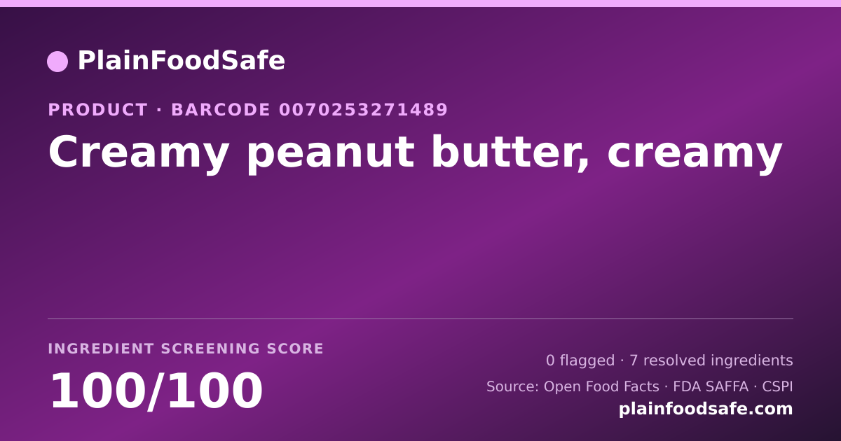 Share card for Creamy peanut butter, creamy Food Ingredient Profile