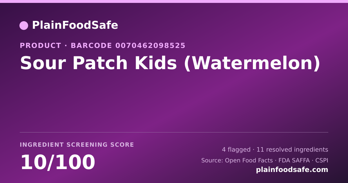 Share card for Sour Patch Kids (Watermelon) Food Ingredient Profile