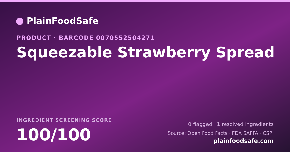 Share card for Squeezable Strawberry Spread Food Ingredient Profile