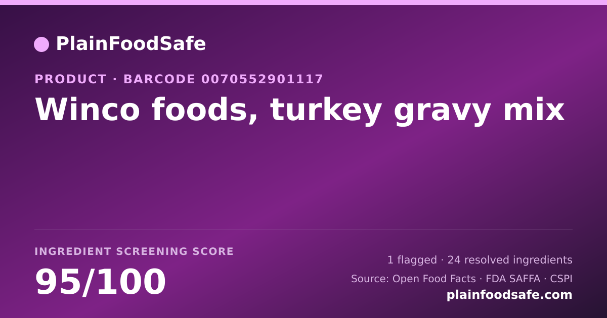 Share card for Winco foods, turkey gravy mix Food Ingredient Profile