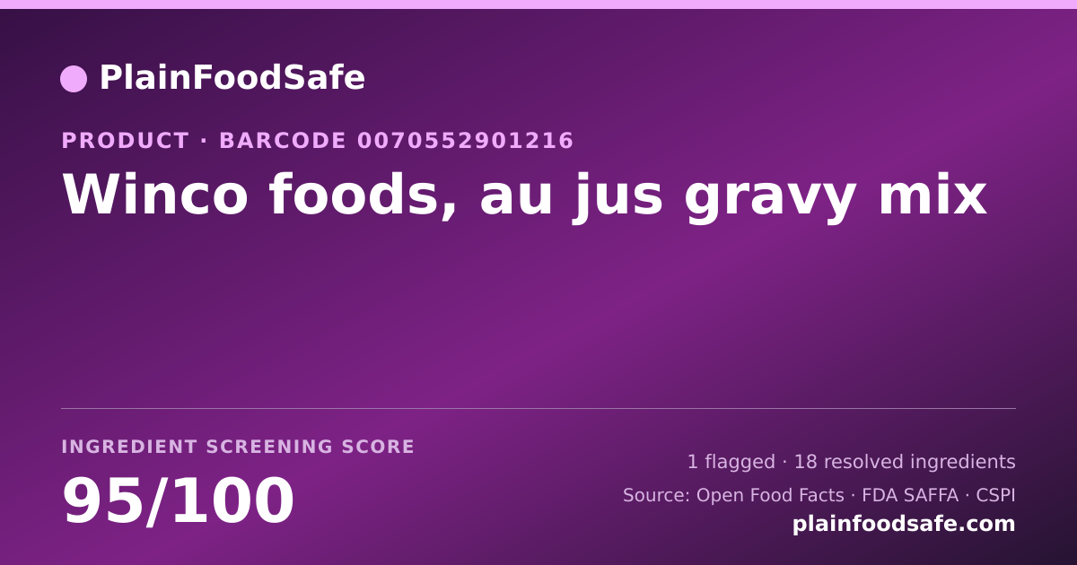 Share card for Winco foods, au jus gravy mix Food Ingredient Profile