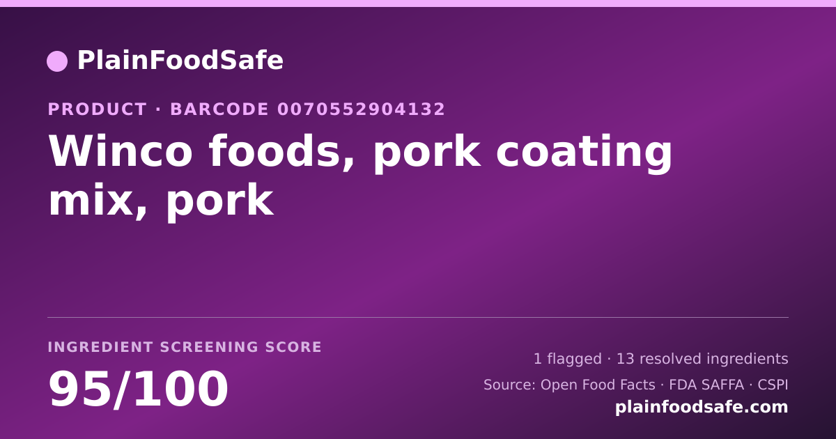 Share card for Winco foods, pork coating mix, pork Food Ingredient Profile