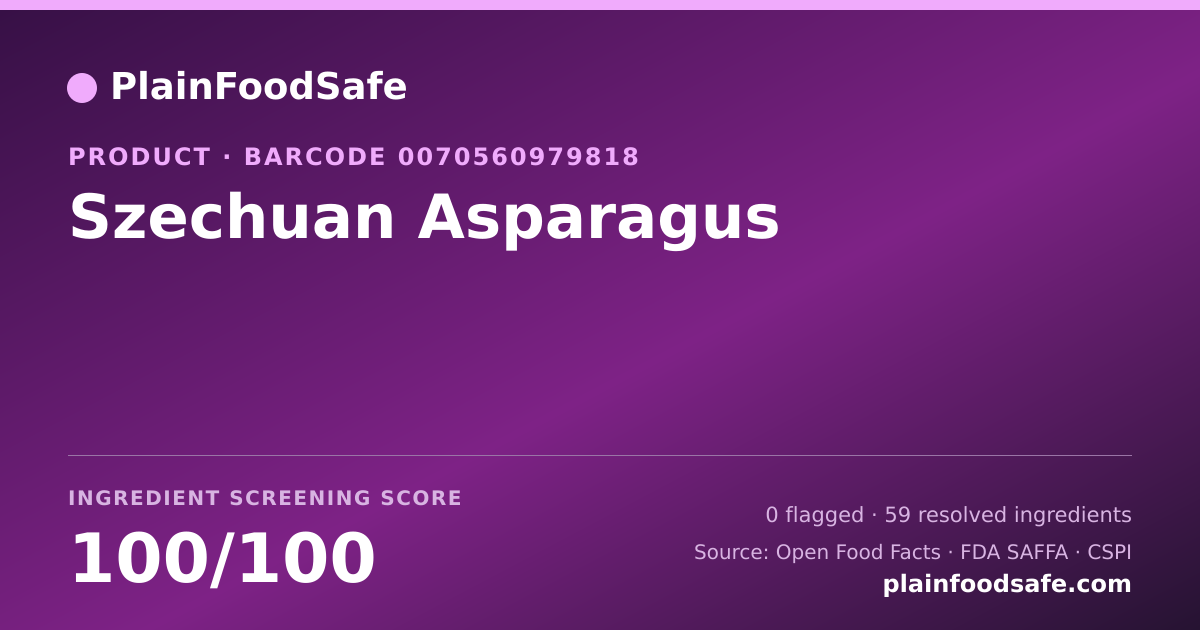 Share card for Szechuan Asparagus Food Ingredient Profile