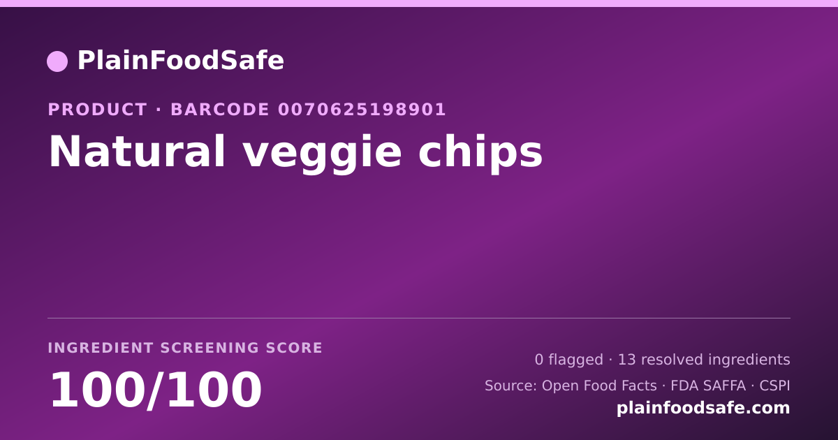 Share card for Natural veggie chips Food Ingredient Profile