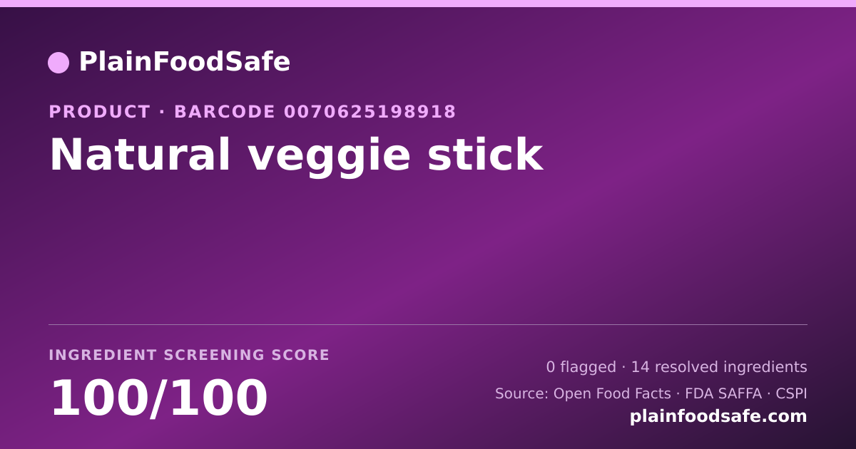 Share card for Natural veggie stick Food Ingredient Profile