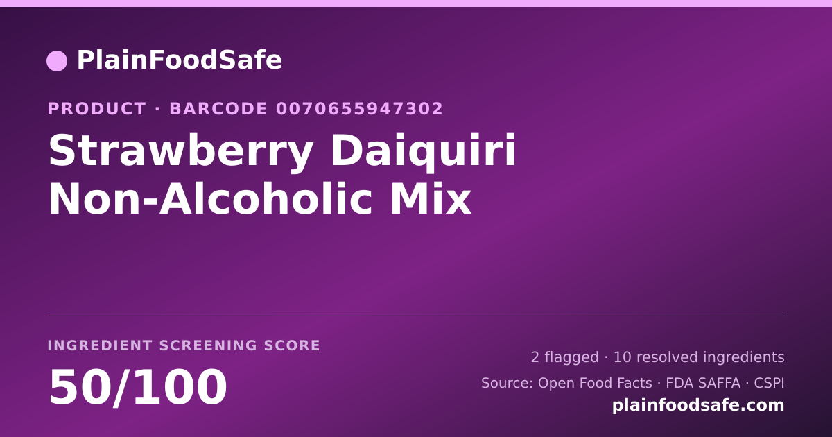 Share card for Strawberry Daiquiri Non-Alcoholic Mix Food Ingredient Profile