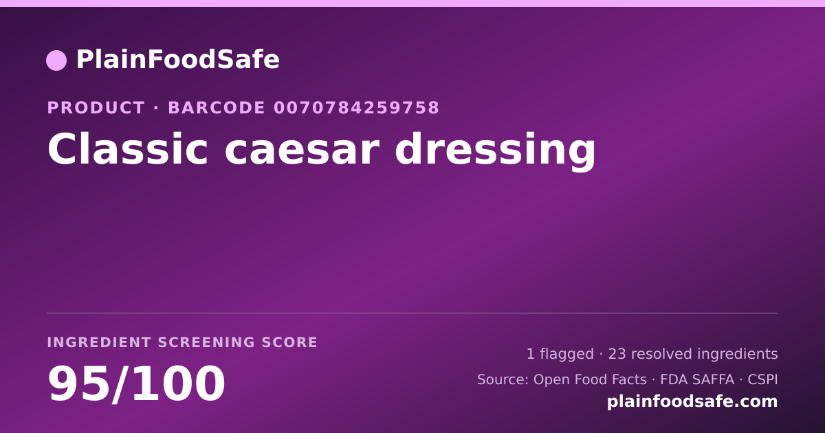 Share card for Classic caesar dressing Food Ingredient Profile