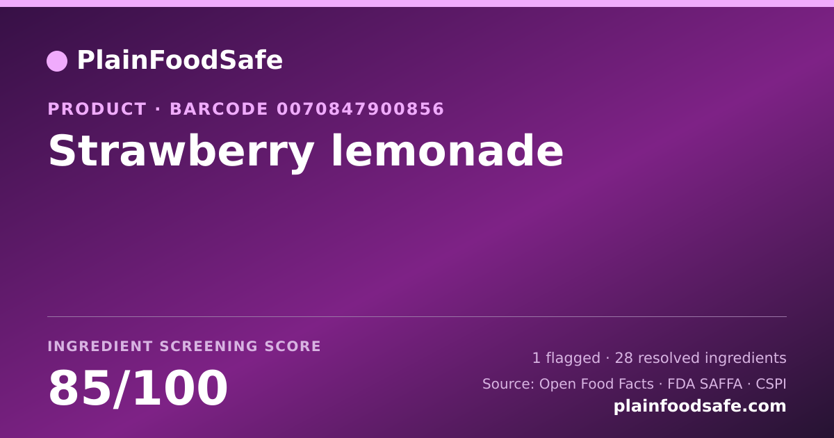 Share card for Strawberry lemonade Food Ingredient Profile