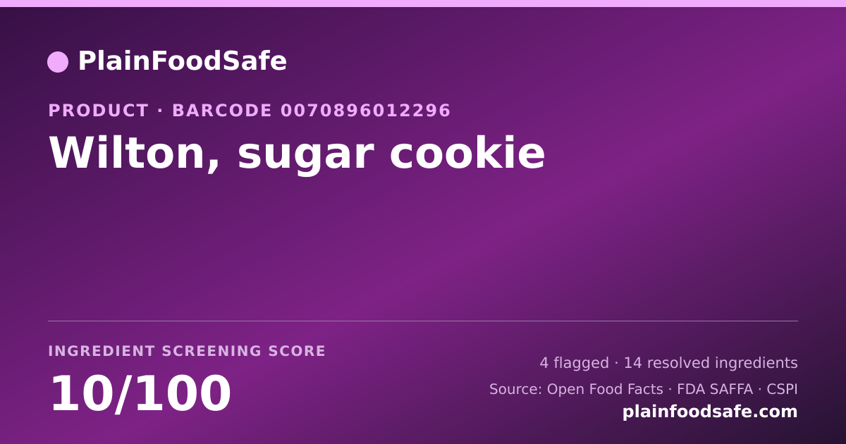 Share card for Wilton, sugar cookie Food Ingredient Profile
