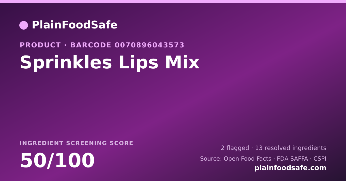 Share card for Sprinkles Lips Mix Food Ingredient Profile