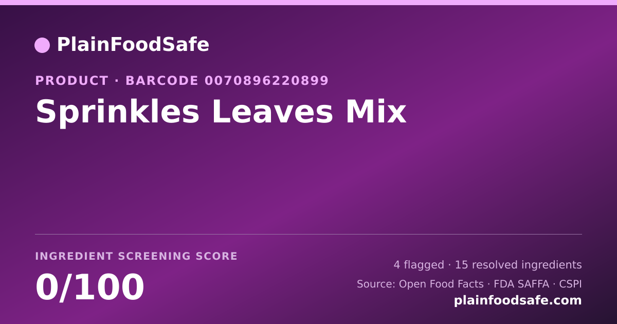 Share card for Sprinkles Leaves Mix Food Ingredient Profile