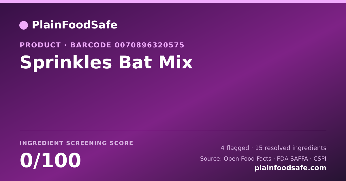 Share card for Sprinkles Bat Mix Food Ingredient Profile