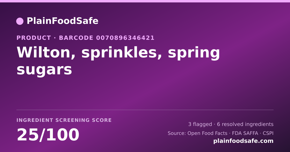 Share card for Wilton, sprinkles, spring sugars Food Ingredient Profile