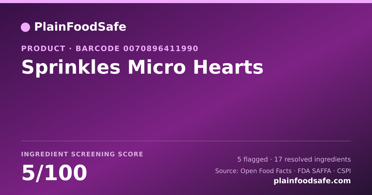 Share card for Sprinkles Micro Hearts Food Ingredient Profile