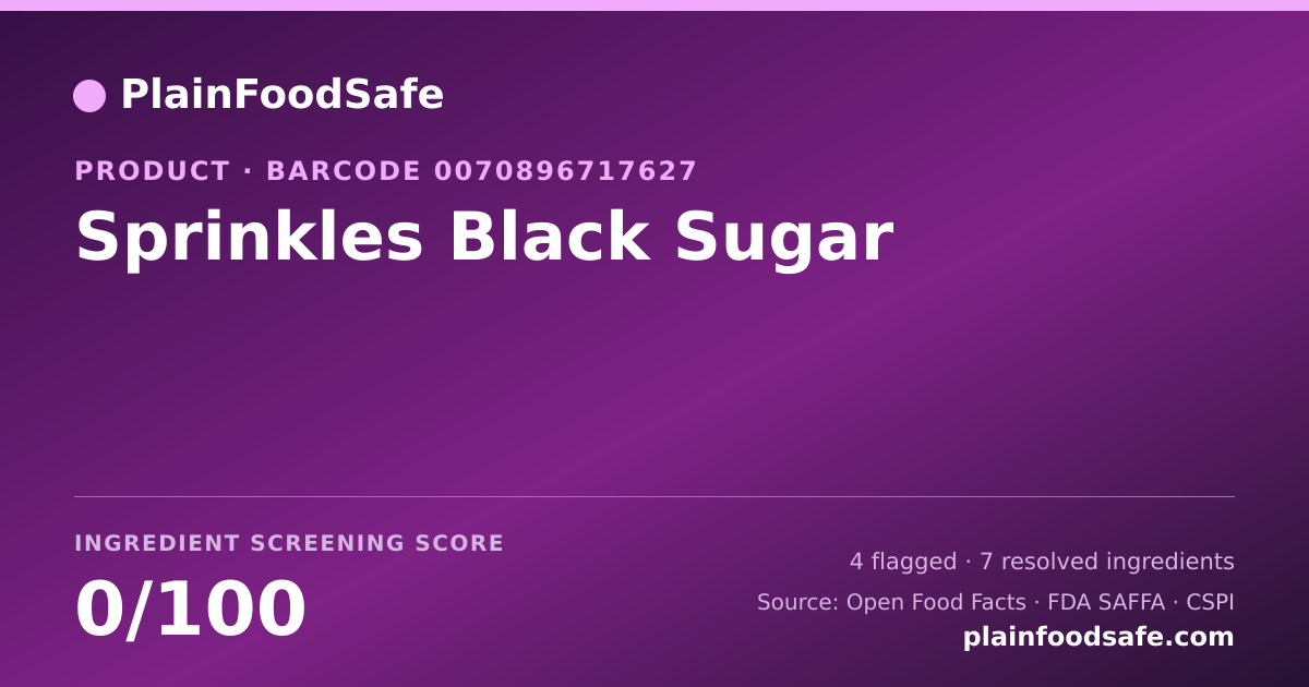 Share card for Sprinkles Black Sugar Food Ingredient Profile