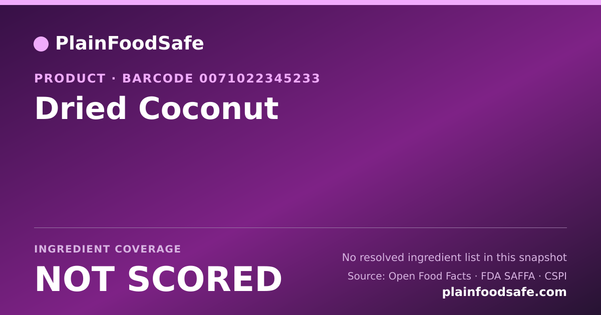 Share card for Dried Coconut Food Ingredient Profile