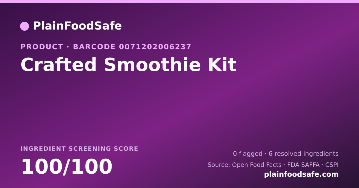 Share card for Crafted Smoothie Kit Food Ingredient Profile