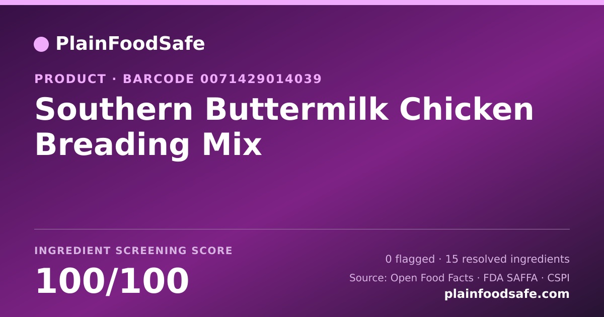 Share card for Southern Buttermilk Chicken Breading Mix Food Ingredient Profile