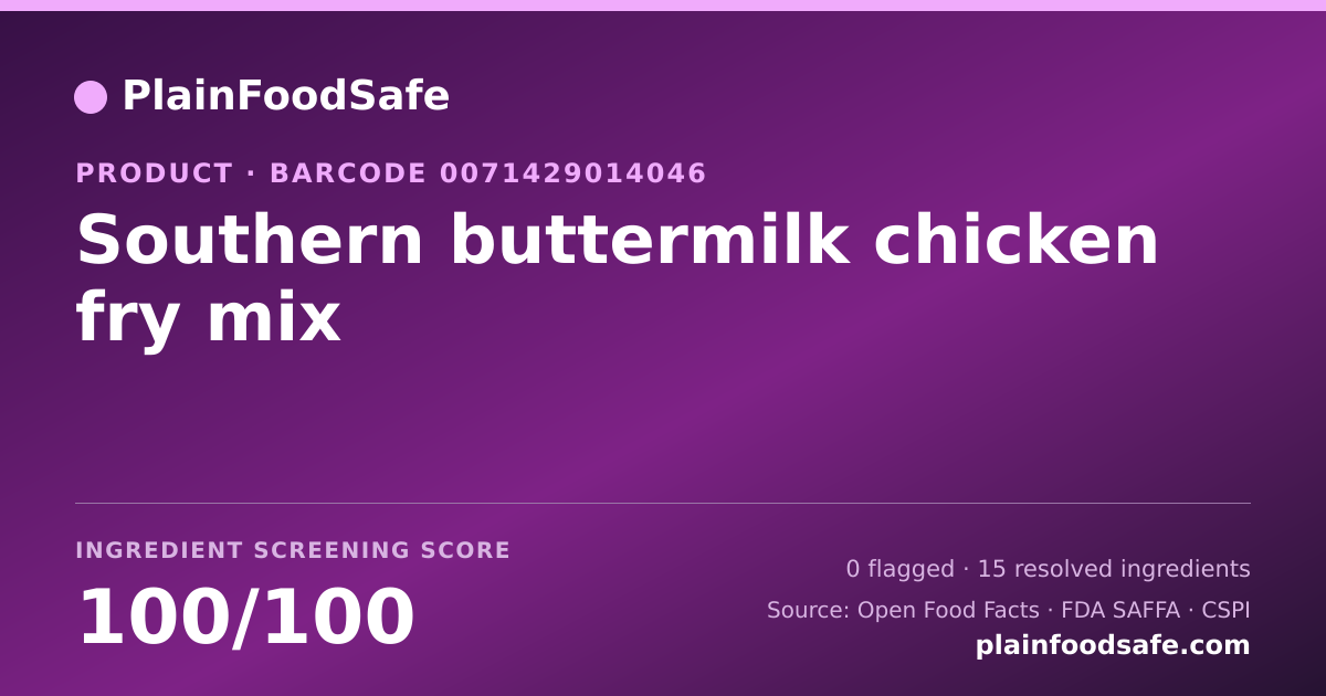 Share card for Southern buttermilk chicken fry mix Food Ingredient Profile