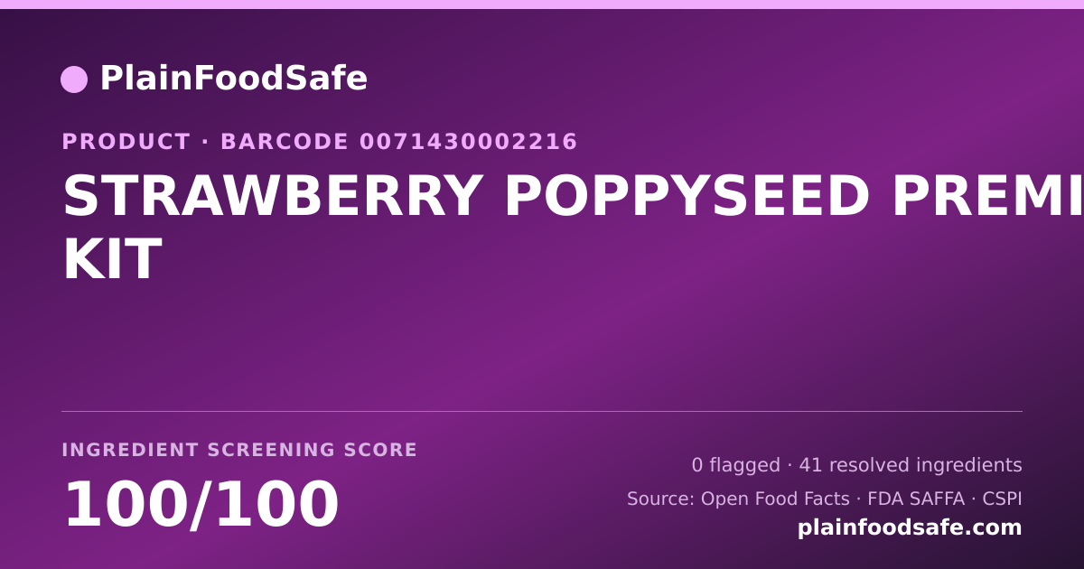 Share card for STRAWBERRY POPPYSEED PREMIUM KIT Food Ingredient Profile