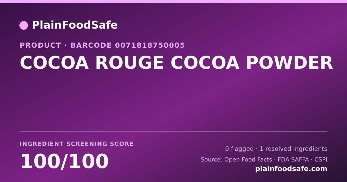 Share card for COCOA ROUGE COCOA POWDER Food Ingredient Profile