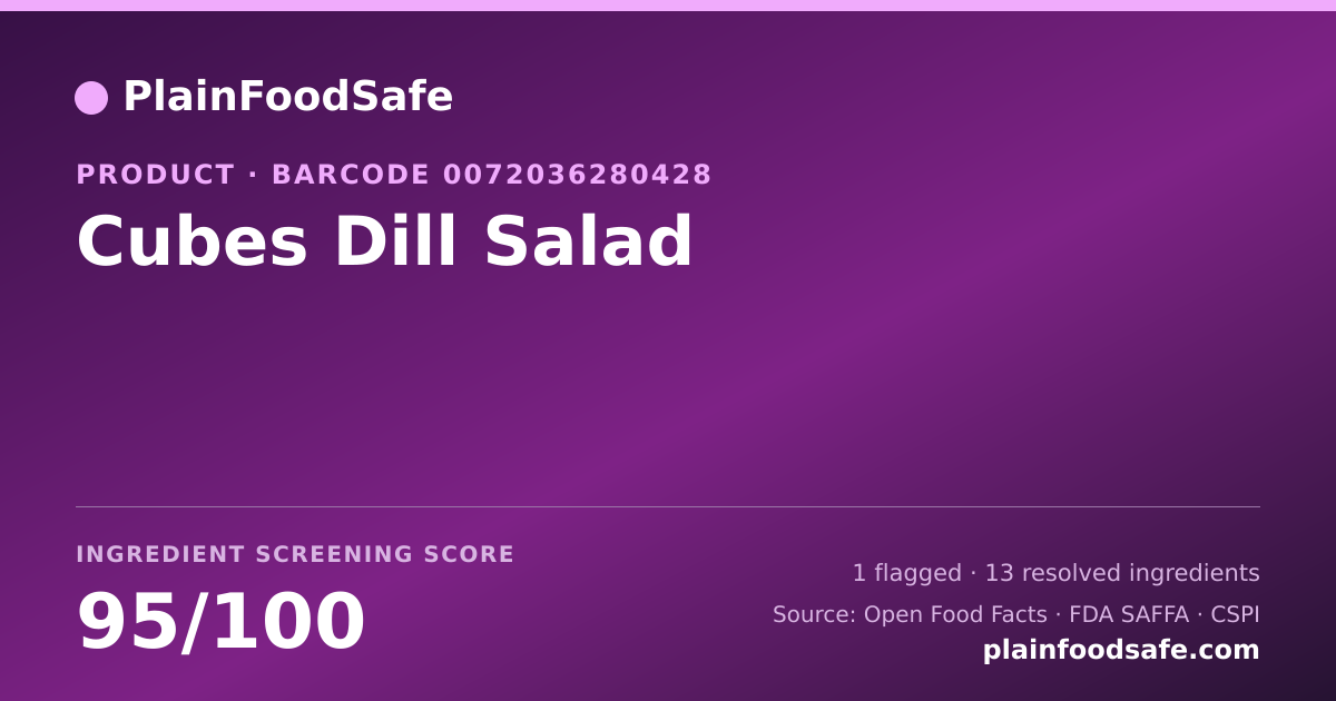 Share card for Cubes Dill Salad Food Ingredient Profile