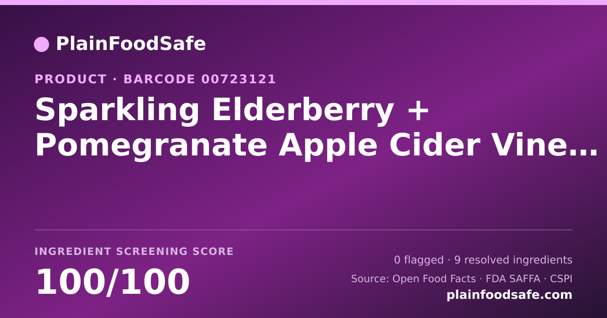 Share card for Sparkling Elderberry + Pomegranate Apple Cider Vinegar Beverage Food Ingredient Profile