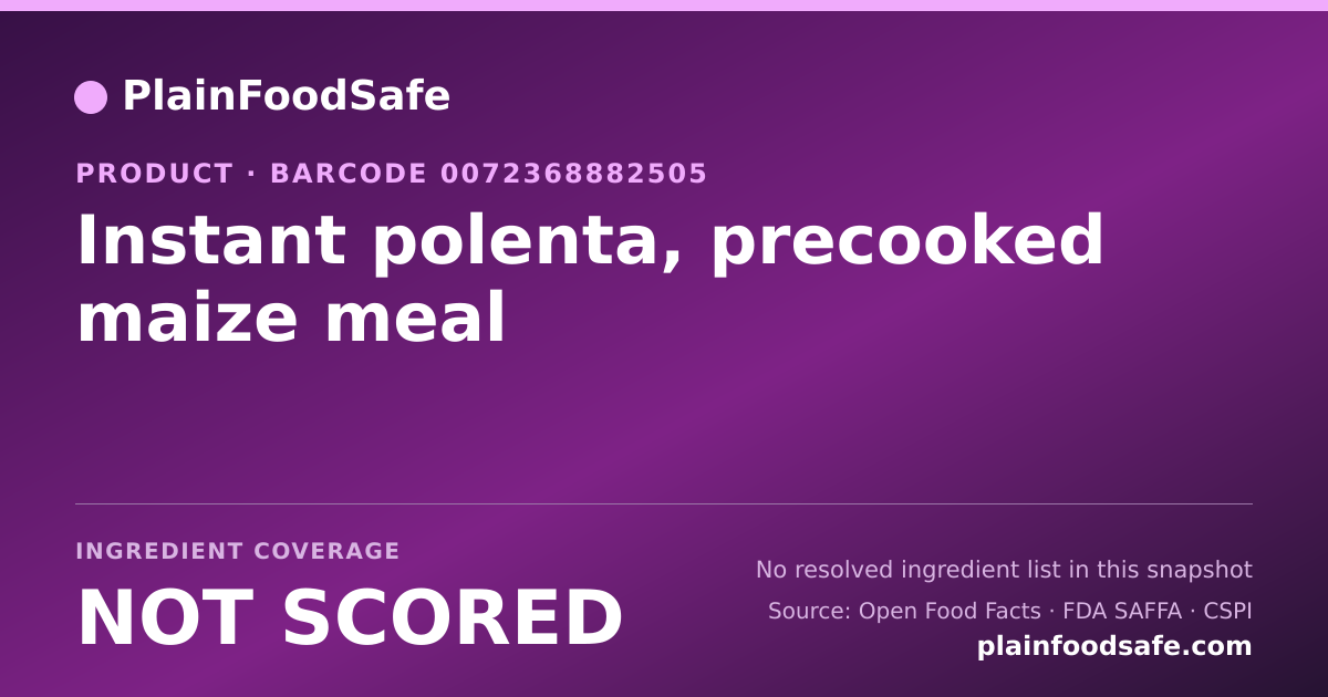 Share card for Instant polenta, precooked maize meal Food Ingredient Profile