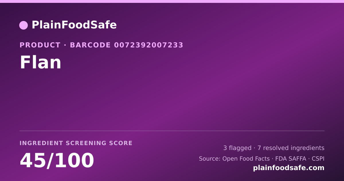 Share card for Flan Food Ingredient Profile