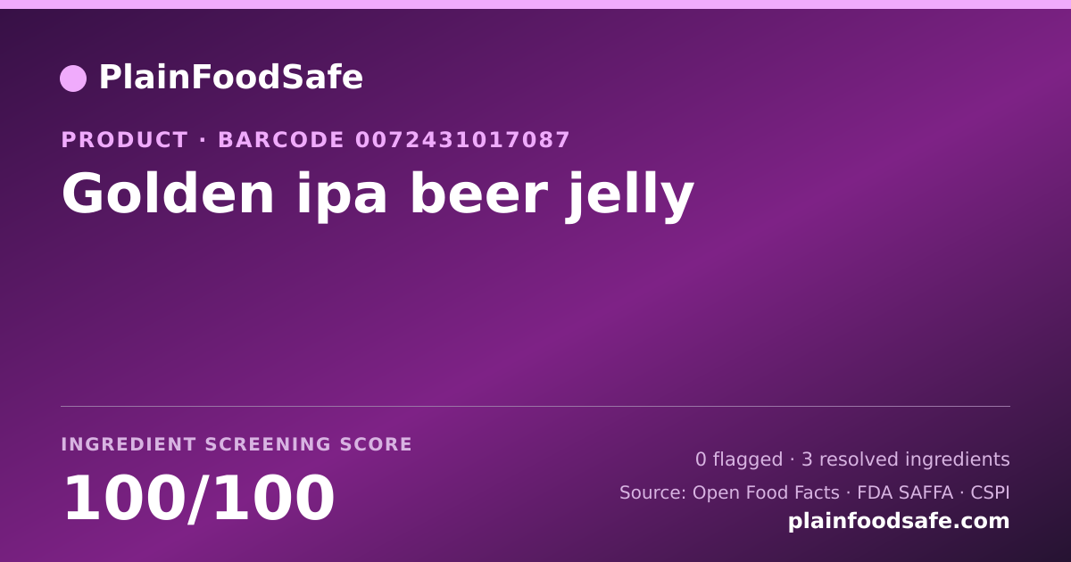 Share card for Golden ipa beer jelly Food Ingredient Profile