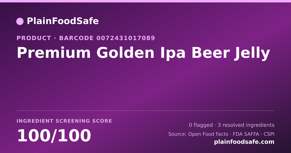 Share card for Premium Golden Ipa Beer Jelly Food Ingredient Profile