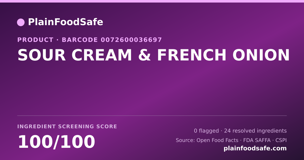 Share card for SOUR CREAM & FRENCH ONION Food Ingredient Profile
