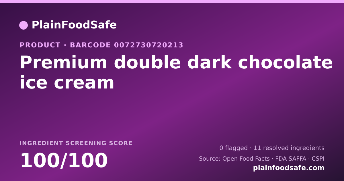 Share card for Premium double dark chocolate ice cream Food Ingredient Profile