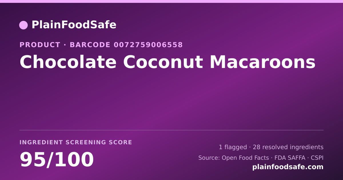 Share card for Chocolate Coconut Macaroons Food Ingredient Profile