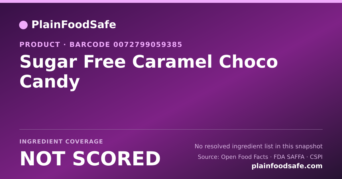 Share card for Sugar Free Caramel Choco Candy Food Ingredient Profile