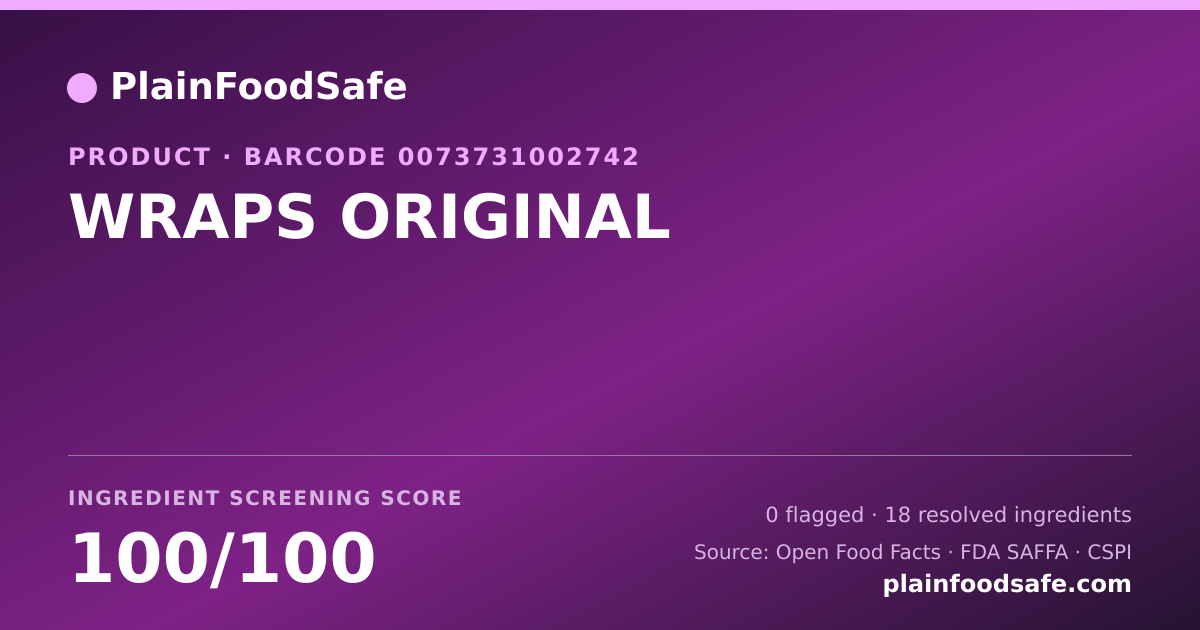Share card for WRAPS ORIGINAL Food Ingredient Profile