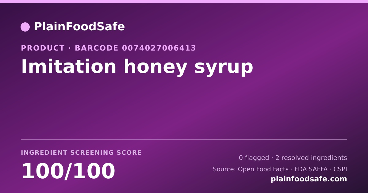 Share card for Imitation honey syrup Food Ingredient Profile