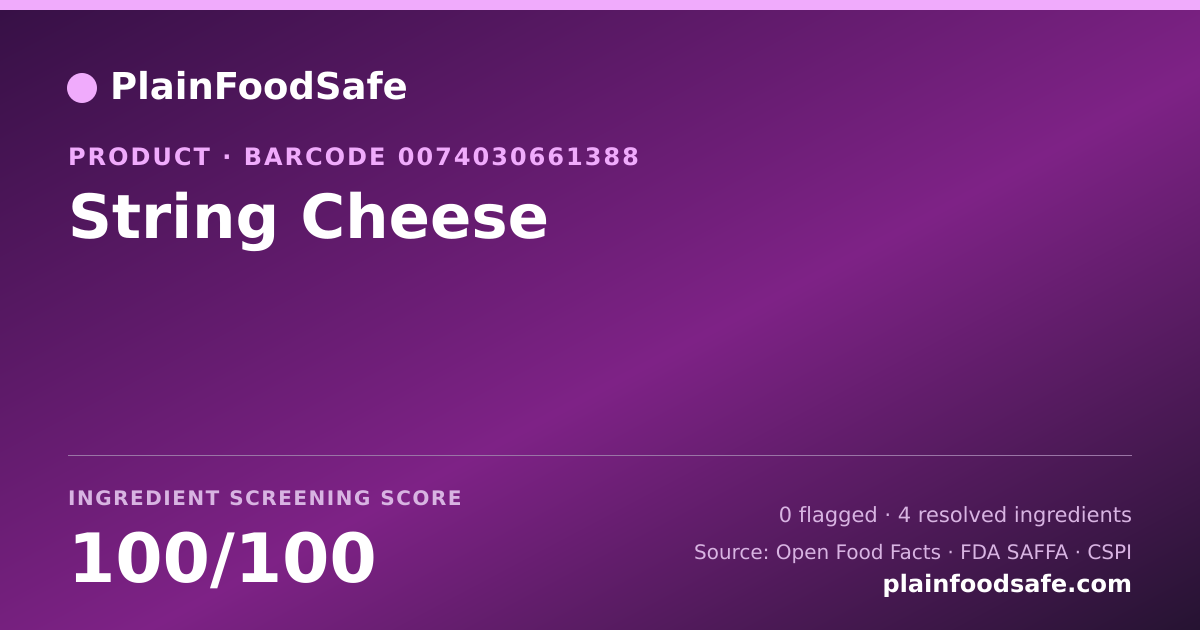 Share card for String Cheese Food Ingredient Profile