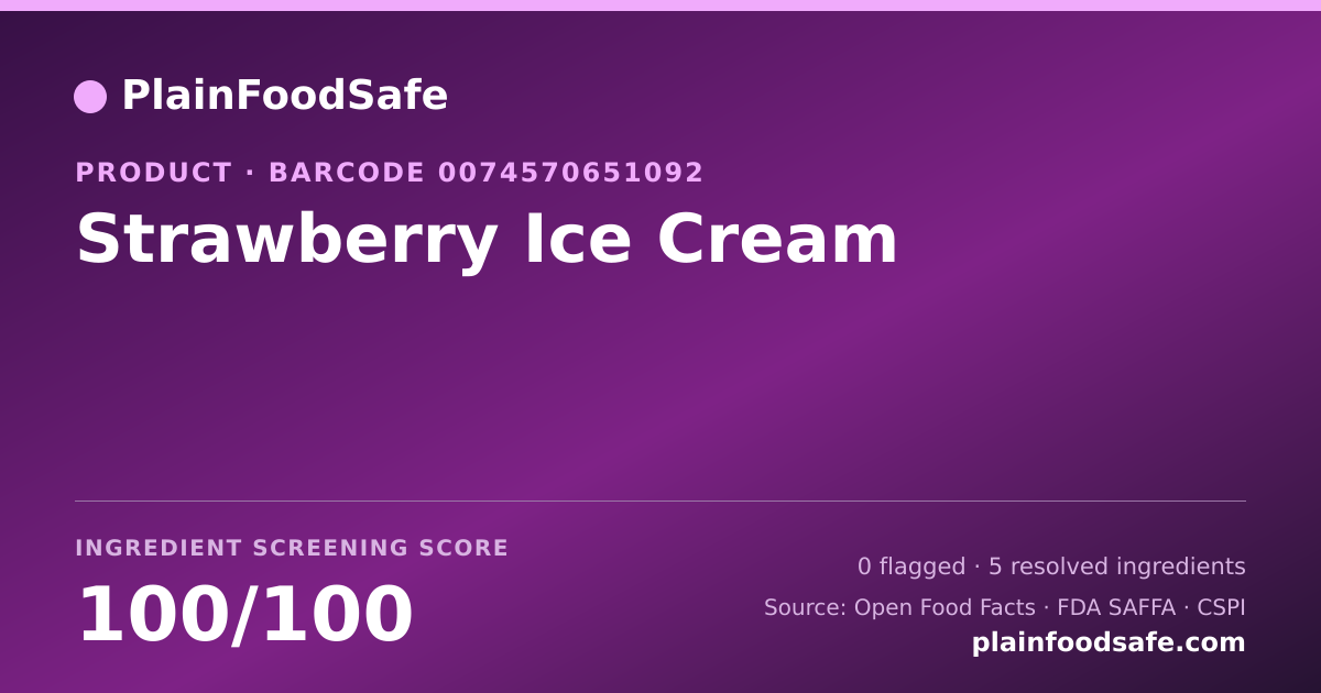 Share card for Strawberry Ice Cream Food Ingredient Profile