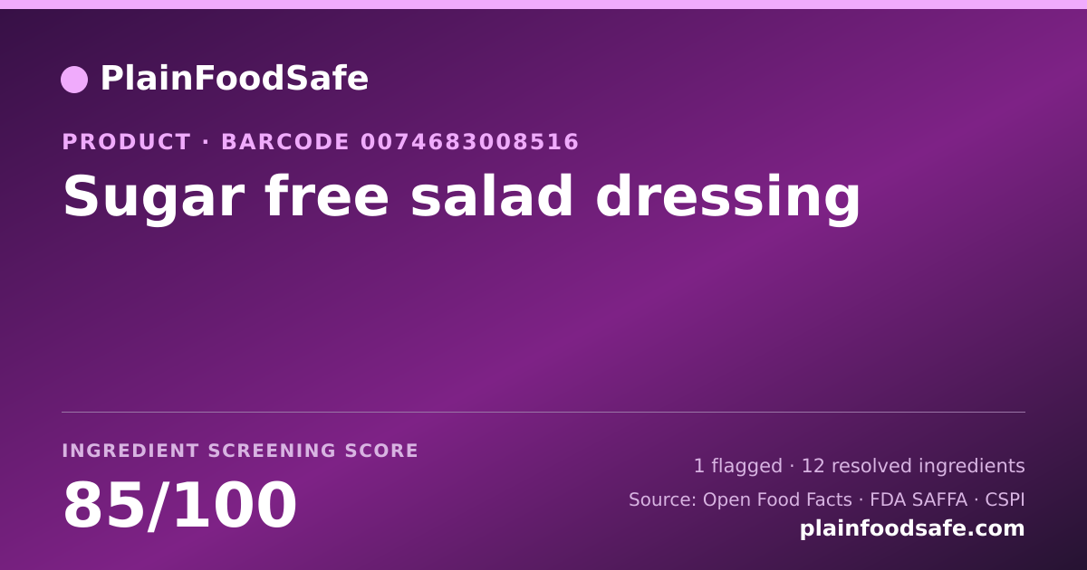 Share card for Sugar free salad dressing Food Ingredient Profile