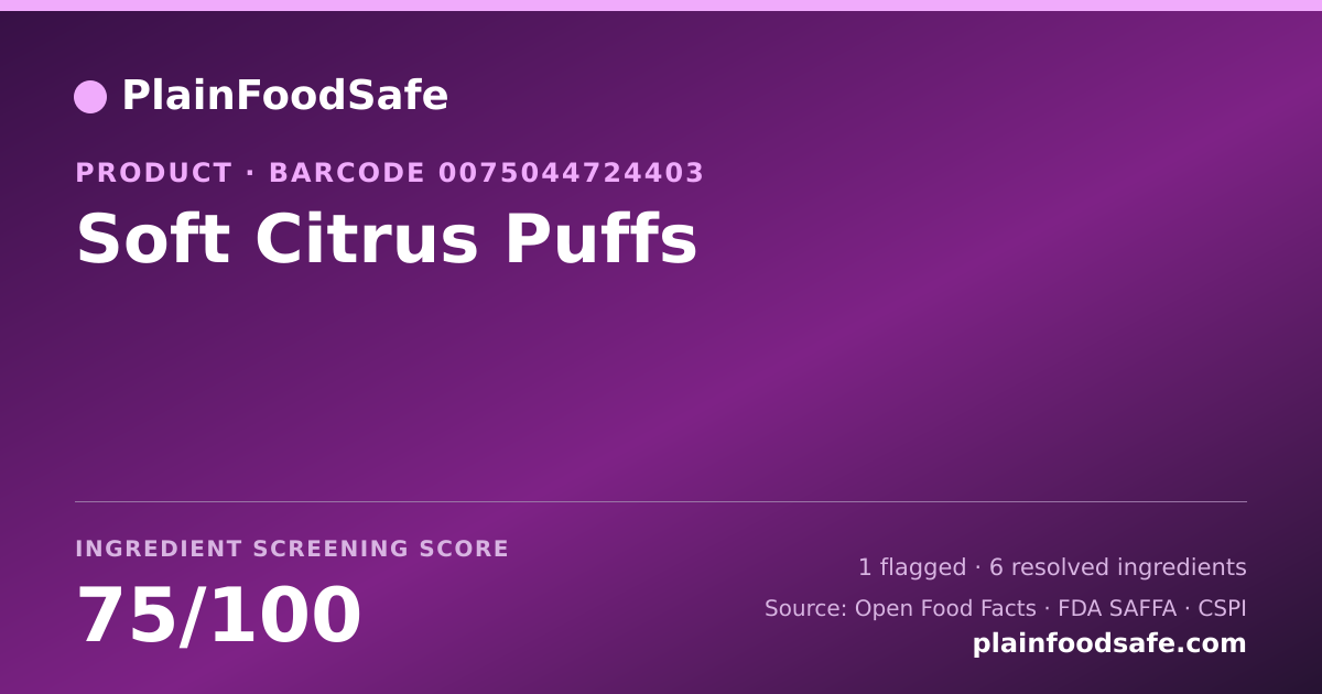 Share card for Soft Citrus Puffs Food Ingredient Profile