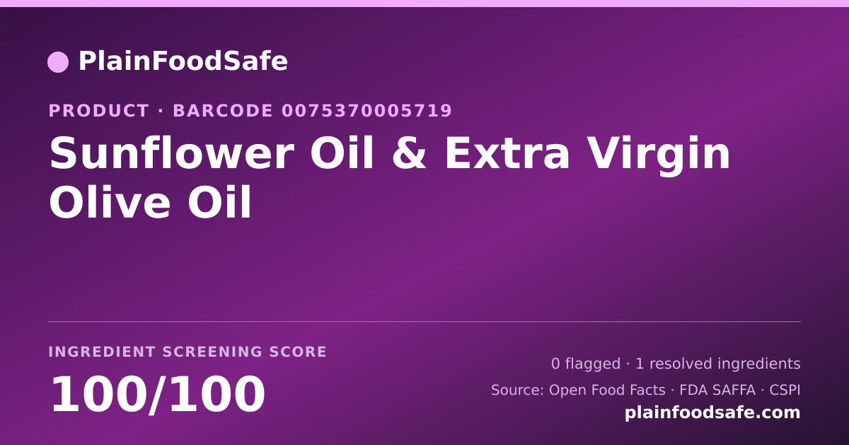 Share card for Sunflower Oil & Extra Virgin Olive Oil Food Ingredient Profile