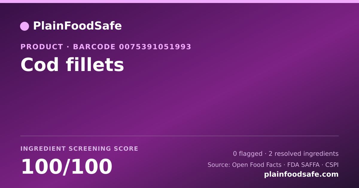 Share card for Cod fillets Food Ingredient Profile