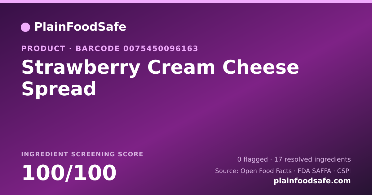 Share card for Strawberry Cream Cheese Spread Food Ingredient Profile